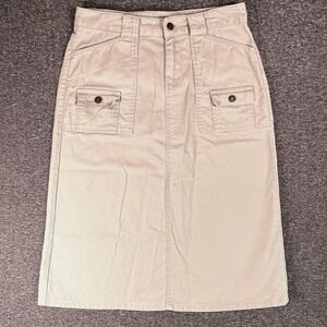 Vintage Y2k GAP Skirts Womens 2 Beige A-Line Khakis Cargo Slitted Denim 28x25.5